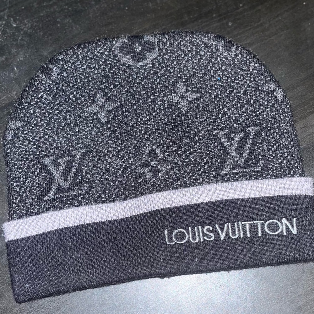 Louis Vuitton Dark Toned monochrome Logo Beanie